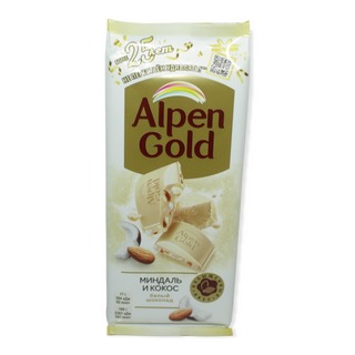 Шоколад Альпен Голд белый Миндаль и кокосовая стружка 85г